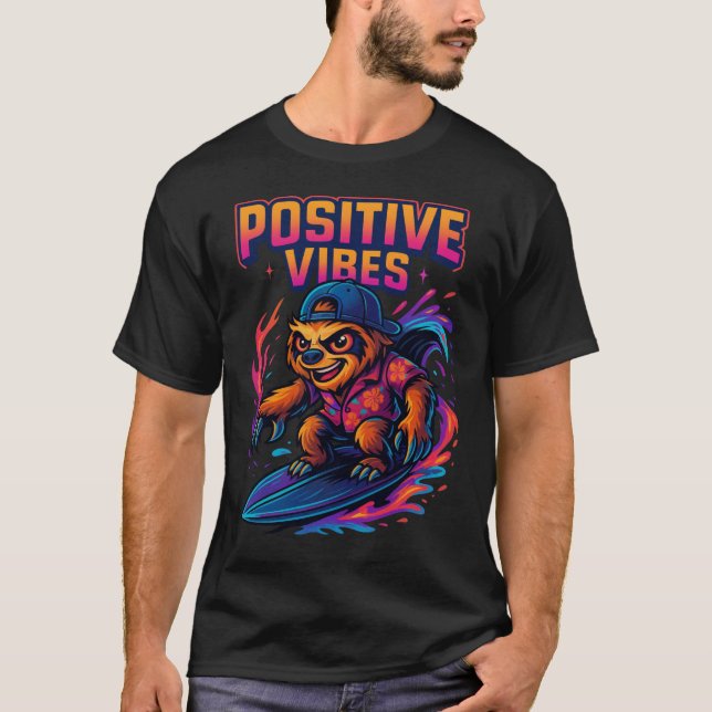 Neon Tropical Cartoon Design T Shirt (Framsida)