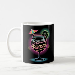 Neon Tropical Cocktail "Beach Snälla" Retro Summer Kaffemugg