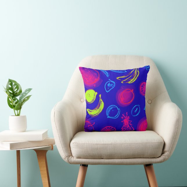 Neon Tropical Fruits Mönster Art. Buy Now Kudde (Stol)