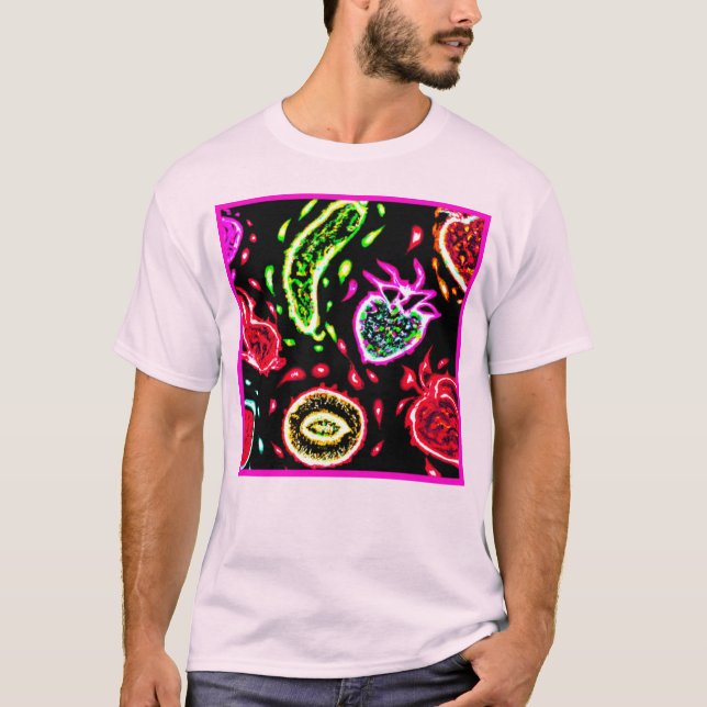 Neon Tropical Fruits Mönster Art. Buy Now T Shirt (Framsida)