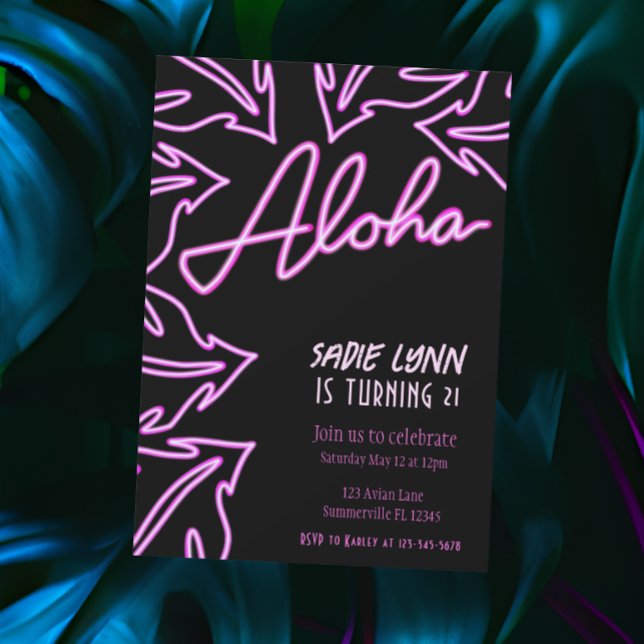 Neon Tropical Hawaiian 21:a födelsedagen Inbjudningar (Skapare uppladdad)