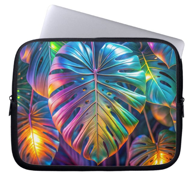 Neon Tropical Lövs Laptop Fodral (Framsidan)