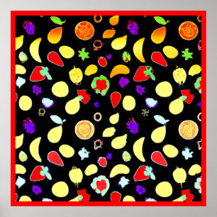 Neon Tropik Fruits Burst Poster