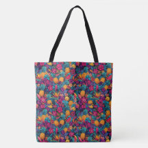 Neon Tropisk Frukt Blomma Toteväska - Ananas