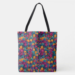 Neon Tropisk Frukt Blomma Toteväska - Ananas Tygkasse