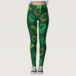Neon Tropiskt Fruktmönster Leggings