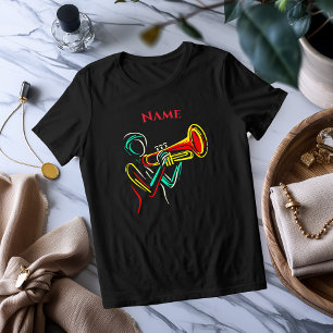 Neon Trumpet Line Art   Vibrant Musical T-Shirt