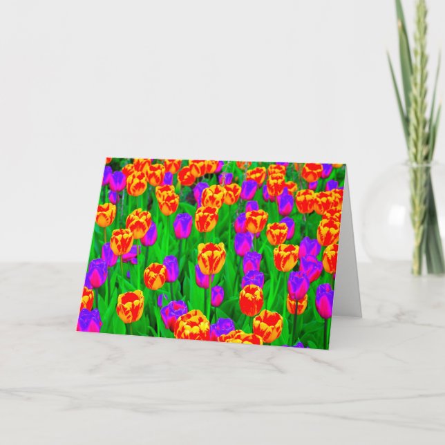Neon Tulips Grattis på födelsedagen Kort (Framsida)