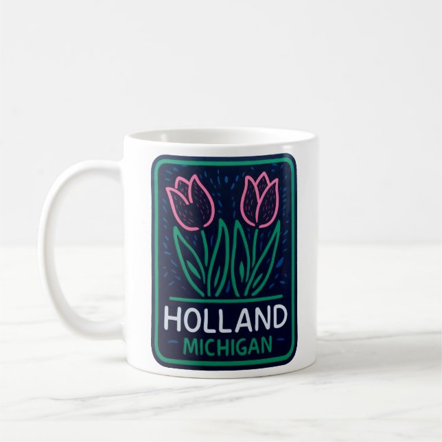 Neon Tulips Holland Michigan Kaffemugg (Vänster)
