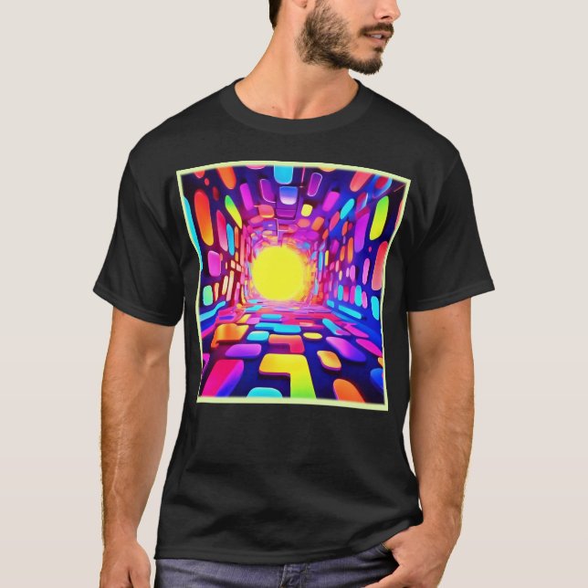 Neon-tunneln: Psychedelic Journey T Shirt (Framsida)