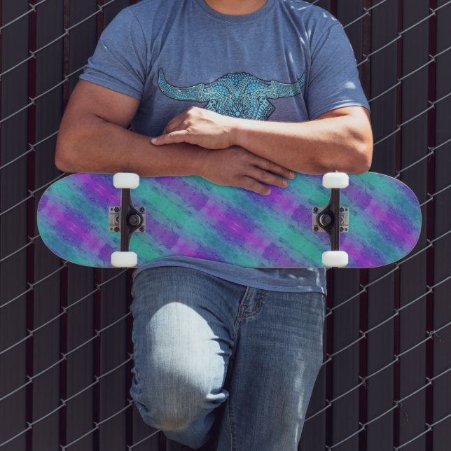Neon Turcos & Lila Rand Mini Skateboard Bräda 18,5 Cm (Utomhus 3)