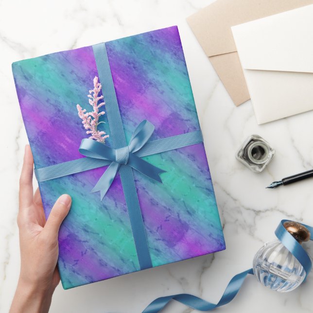 Neon Turcos & Lila Rand Wrapping Papper Presentpapper (Gifting)