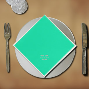 neon turkos enfärgad -  tryck logotyp servetter