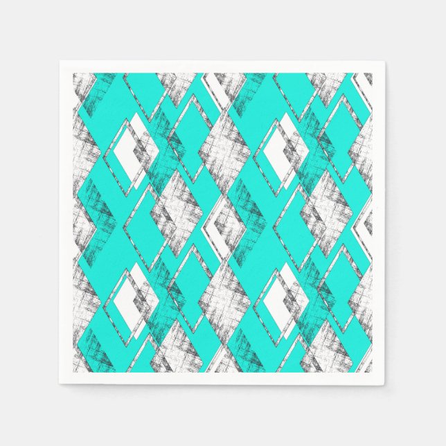 Neon turkos geometric mönster. pappersservett (Framsidan)