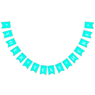 Neon Turkvoise Solid Färg   ANPASSNINGSBAR Vimplar