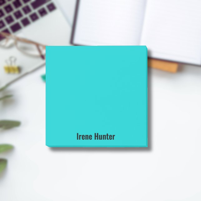 Neon Turquota Professionell Minimalist Black Scrip Post-it Block (Skapare uppladdad)