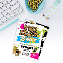 Neon Two Legit to Quit 2-årsfödelsedagsinbjudan Inbjudningar