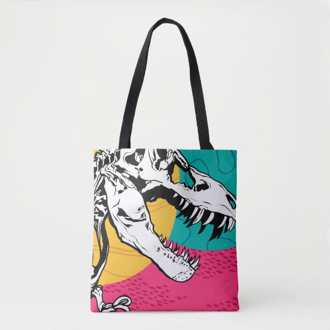 Neon Tyrannosaurus Rex Tote Tygkasse (Framsida)