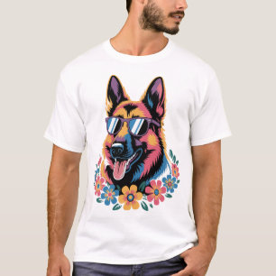 Neon Tysk Schäferhund med solglasögon T Shirt