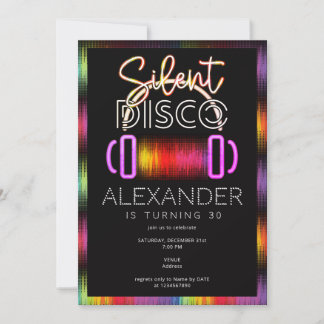 Neon Tyst Disco Rave Födelsedagsfest För Alla Åldr Inbjudningar
