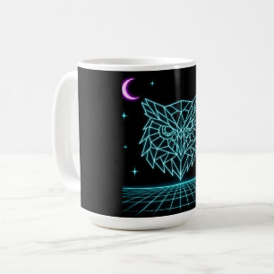 Neon Uggle Synthwave - Retro Nattväktare Kaffemugg