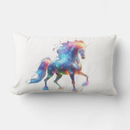 Neon Unicorn Art – Glowing Fantasy Horse Rainbow Lumbarkudde