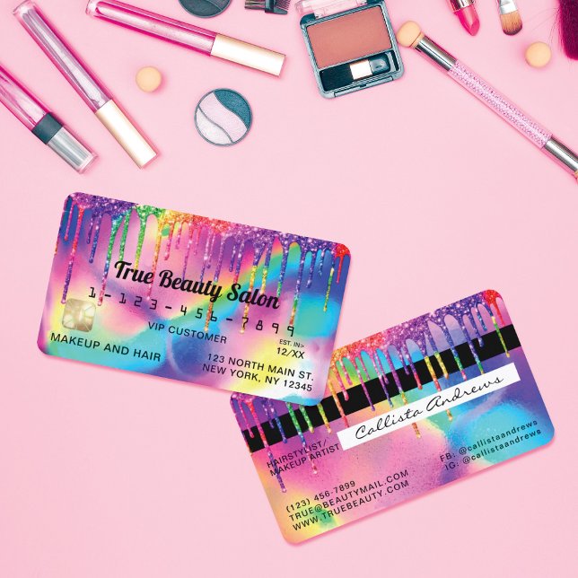 Neon Unicorn HoloGraph Glitter Drives Kredit Visitkort (Skapare uppladdad)