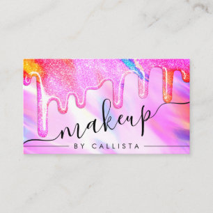 Neon Unicorn Holography Thick Glitter Drip Makeup Visitkort