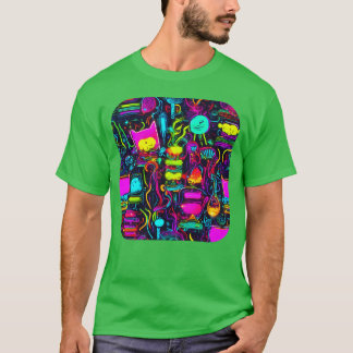 Neon UV-stil Vintage 80-tals Retro tjej T Shirt