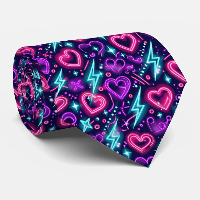 Neon Valentine Hearts Seamless Pattern Modern Love Slips (Rullad)