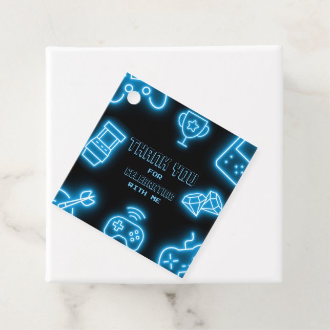 Neon-valfritt års videospel gåvor etiketter (På plats)