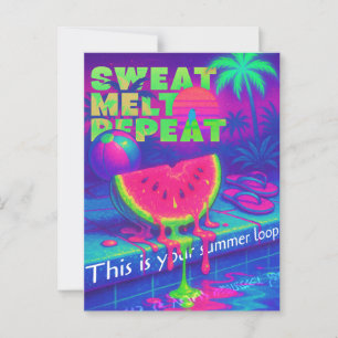 Neon Vaporwave 80 s sommarvärme Vykort