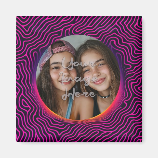 Neon Vaporwave Swirl Anpassningsbar Photo Ram Magnet (Framsidan)