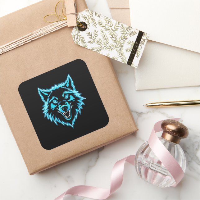 Neon Varg Fyrkantigt Klistermärke (Gifting)