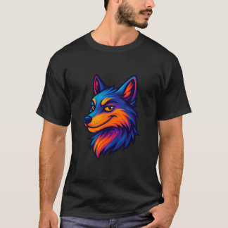 Neon Varg Head - Vibrant Tribal Animal Art T Shirt