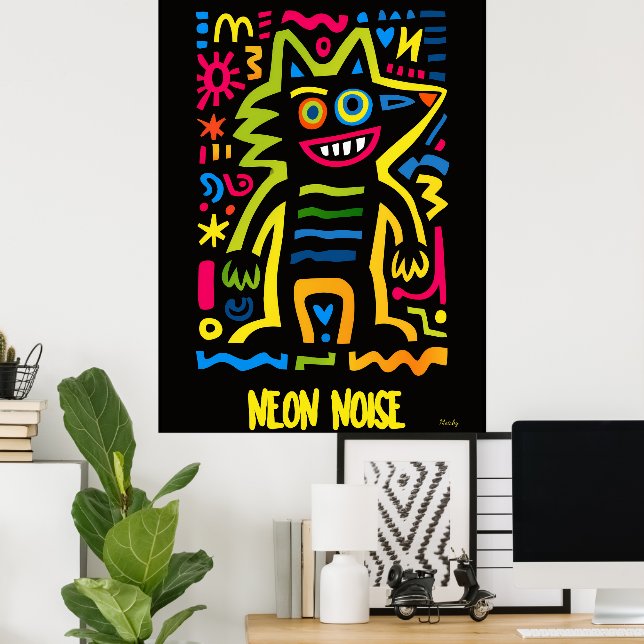 Neon Varg Poster - Pop Art Halloween-design (Hemmakontoret)
