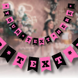 Neon varmt rosa och svart färg | Anpassa  Vimplar