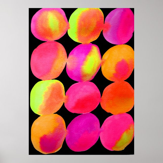 Neon Vattenfärg cirkel mönster abstrakt konst färg Poster (Framsidan)
