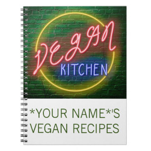 Neon Vegan Kitchen-skylt Anteckningsbok