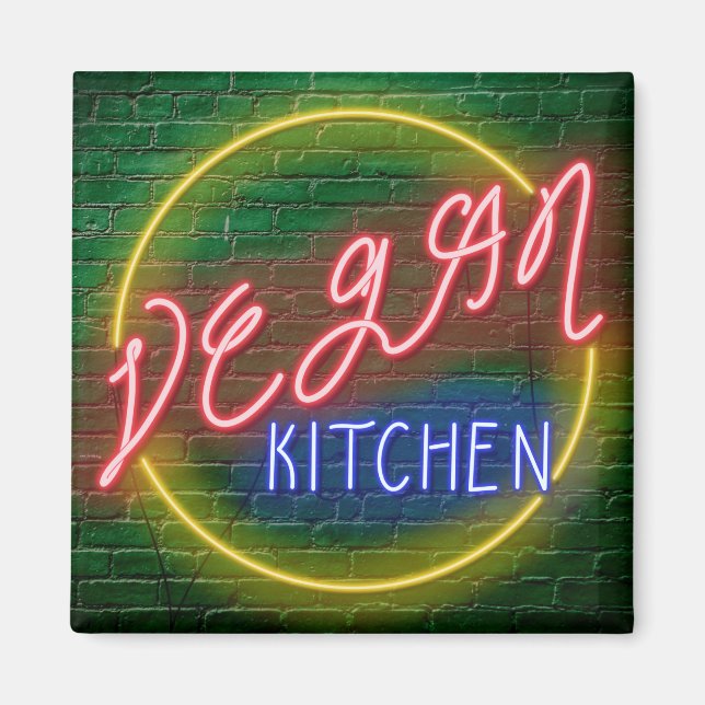 Neon Vegan Kitchen-skylt Magnet (Framsidan)