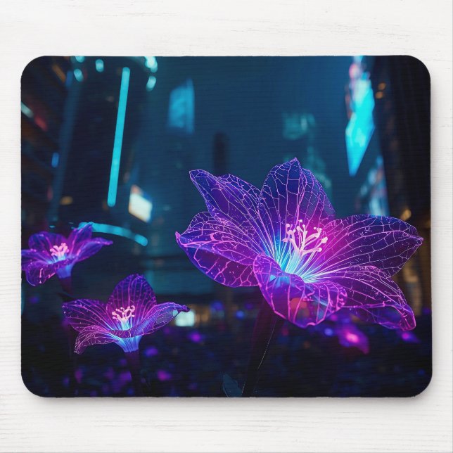 Neon Veins Glowing Mouse Pad | Bioluminescent Musmatta (Framsidan)
