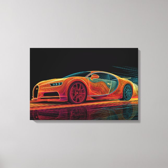 Neon Velocity | Bilkonst (61 cm x 40 cm) Canvastryck (Framsida)