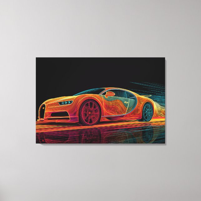 Neon Velocity | Bilkonst (91 cm x 61 cm) Canvastryck (Framsida)