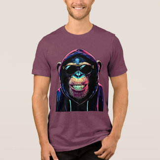 Neon Vibe – Stylish Chimpanzee in Hoodie and Sungl T Shirt