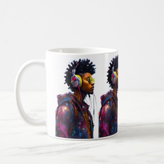 Neon Vibes: "The Artistic Beat of the Streets" Kaffemugg (Vänster)
