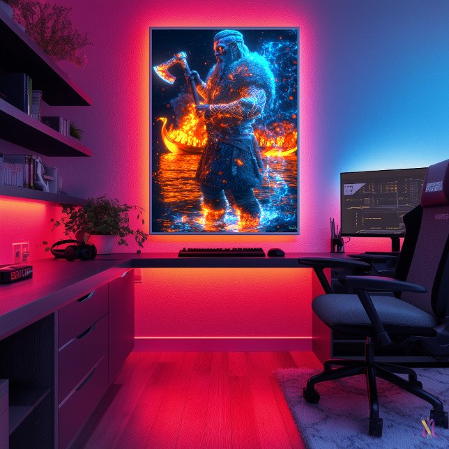 Neon Viking Berserker - Cyber Norse Warrior Poster (Skapare uppladdad)