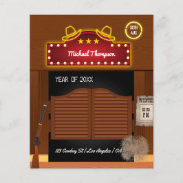 Neon Vilda western Cowboytema Studentfest Flygblad