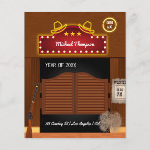 Neon Vilda western Cowboytema Studentfest Flygblad