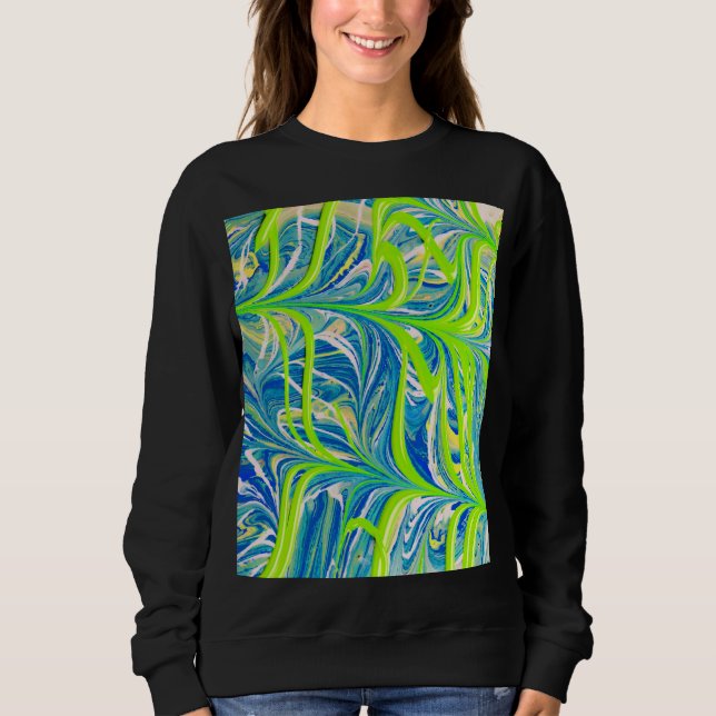 Neon Vines on Blue Marble T Shirt (Framsida)