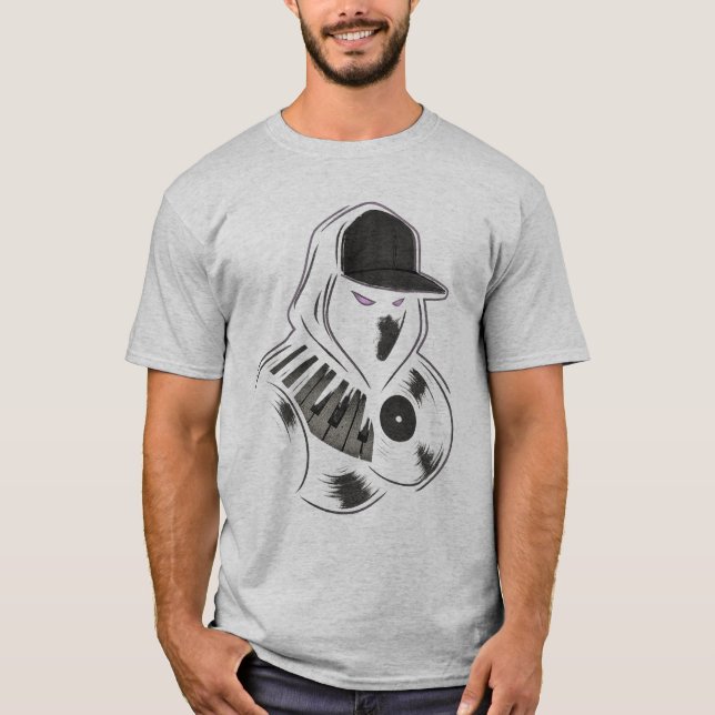 Neon Vinyl Piano Hoodie Ninja T Shirt (Framsida)